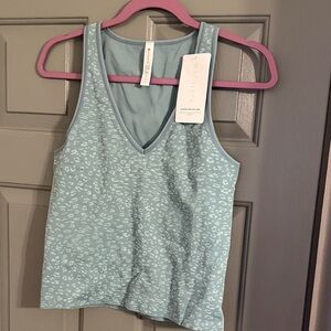 Athleta Soft Blue Leopard-Print V-Neck Tank